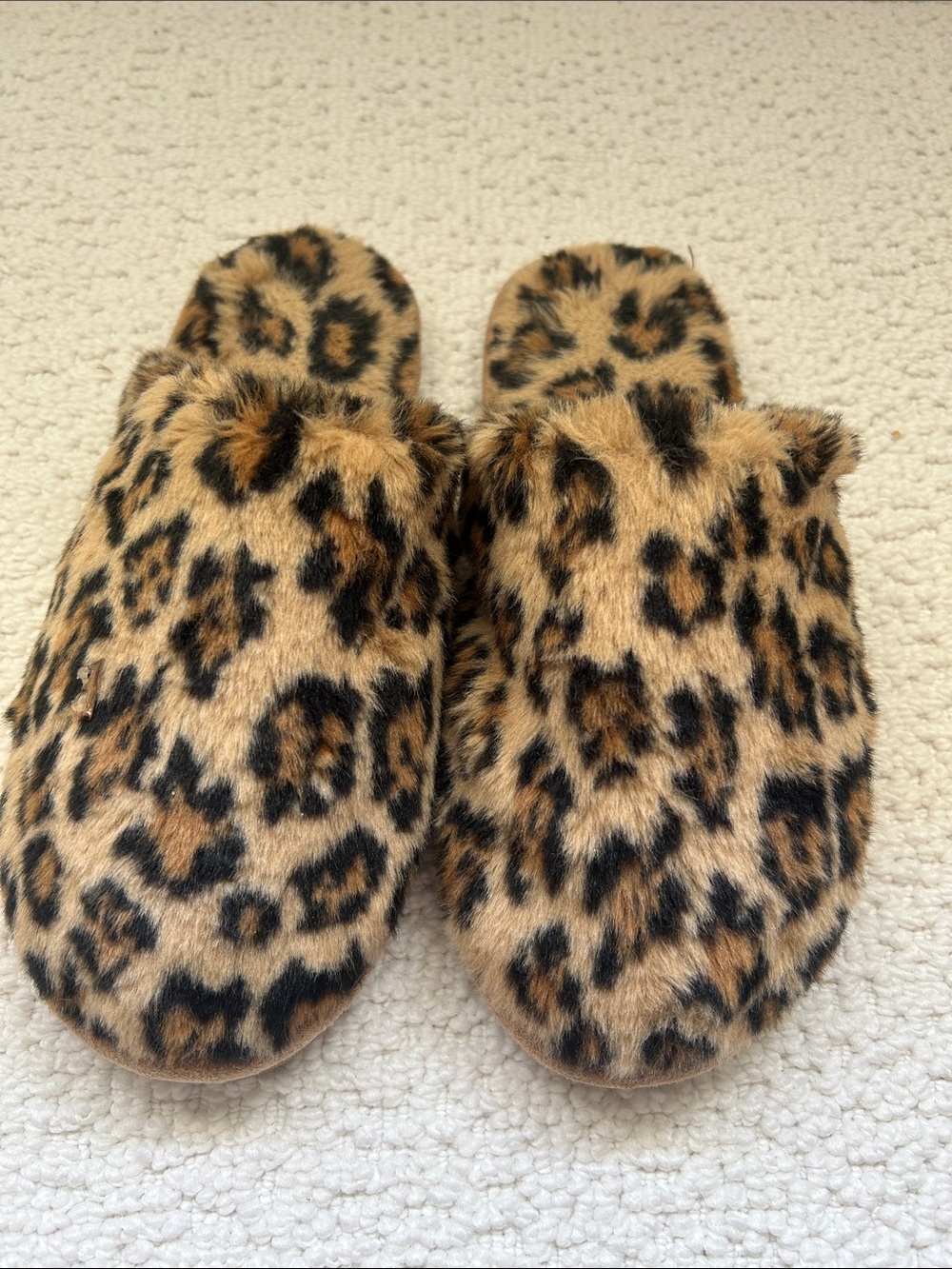 J. Crew Faux-Fur Leopard Print Slip-On Slippers in Brown and Black